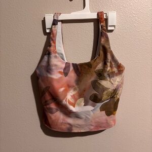 Floral Print Cropped Tank Top - Pink Multi Old Navy Active Size M